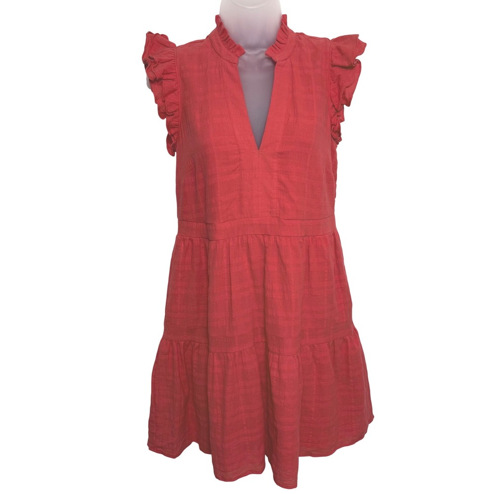 Gibsonlook Red Gauze Tiered‎ Babydoll Dress Flutter Sleeve XXS NWT Resort Boho
